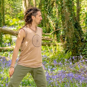 Funky Festival Kleidung für Männer, Heilige Geometrie gedruckt Tank Top, Sri Yantra Yoga Singlet, Meditation spirituelle Kleidung, Blume des Lebens,