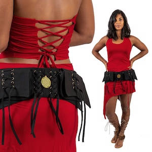 Festival Utility Belt, Hooping pocket belt, Psytrance Hip Bag, Goa Waist Pack, red steampunk holster belt bag, hip bag, canvas utility belt