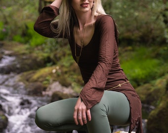 Pixie Hood Dress: Boho Festival Tunic, Forest Fairy Outfit