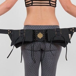 Steampunk Pocket Belt, Burning Man utility Belt, Festival Fanny Pack, Pixie Hip Bag, Psytrance Rave outfit, Canvas Hippy belt, Bum Bag