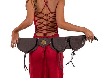 Leaf Pocket Cotton Utility Belt: Festival Fanny Pack with Flower of Life