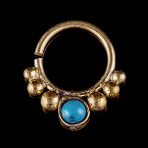 septum ring 18g 1mm inner diameter 10mm big tribal brass body jewellery facial tragus indian belly dancing costume beautiful ornate BS16