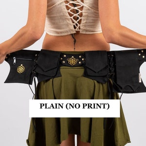 Multi pocket utility belt hip bag festival party pockets fanny pack cotton canvas flower of life metatrons cube sacred geometry UB5M