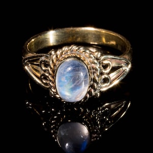 Mondstein Messing Ring: Gold Indischer Stil Edelstein Schmuck