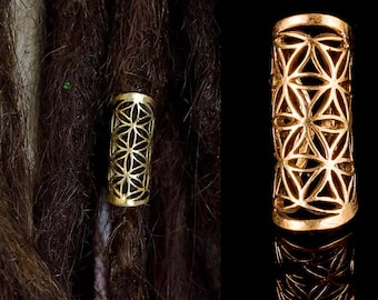 Dread bead dreadlock jewelry flower of life sacred geometry rasta brass hair decoration seed of life DB01