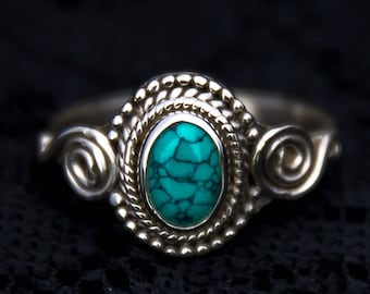 Sterling Silver Turquoise Statement Ring: Indian Tribal Jewelry