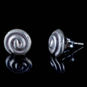Tribal Silver Ear studs, ethnic spiral earrings, pure sterling silver, tribal silver jewelry, afghan style boho earrings, hill tribe SE56