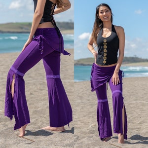 Boho Bell Bottom Pants: Viscose Blend, Skirt Belt, Festival Style