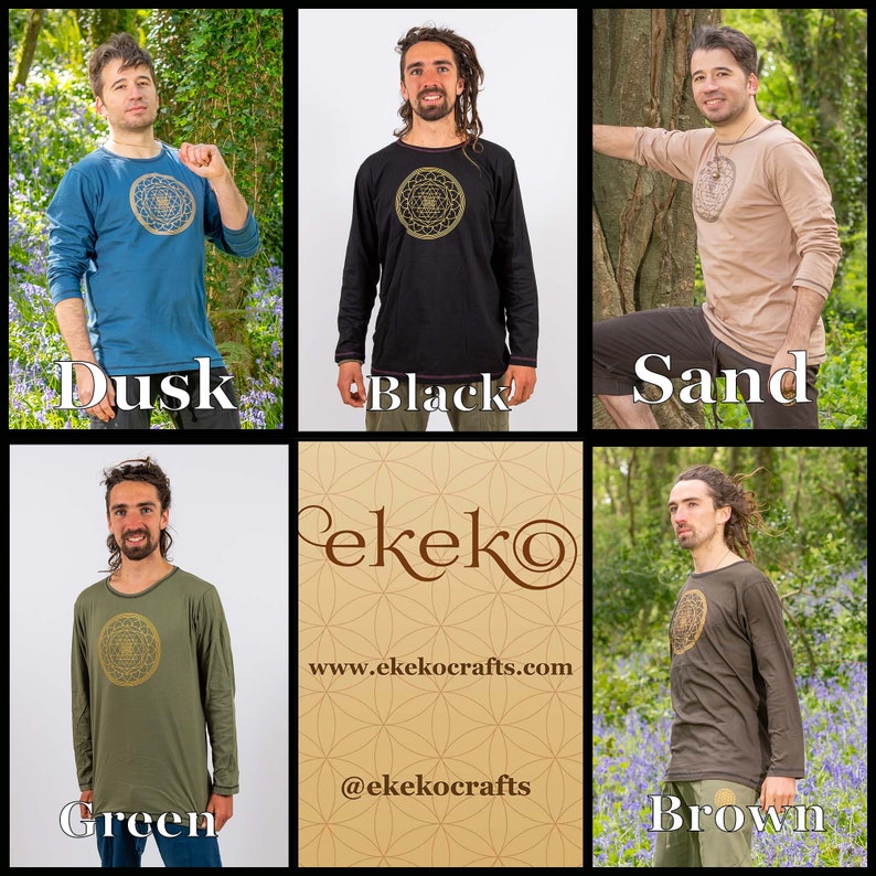 Men's Yoga Shirt: Sri Yantra Sacred Geometry Print, 100% Cotton image 10