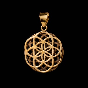 Double seed of life pendant small brass meditation yoga jewelry gold ethnic tribal sacred geometry flower of life mandala BP14S