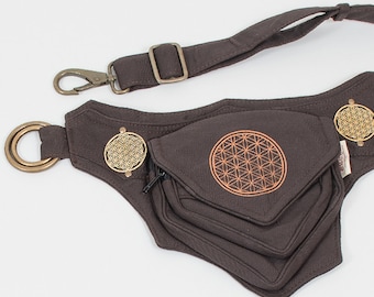 Festival fanny pack psytrance utility belt pocket hip bag holster large flower of life vegan cotton sacred geometry burner playa bag UB2F