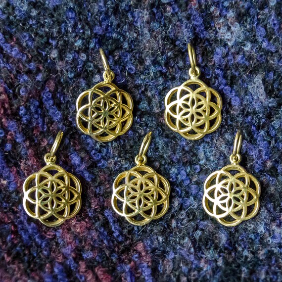 Wholesale 5 Pack Seed of Life Charm Pendant Brass Sacred Geometry