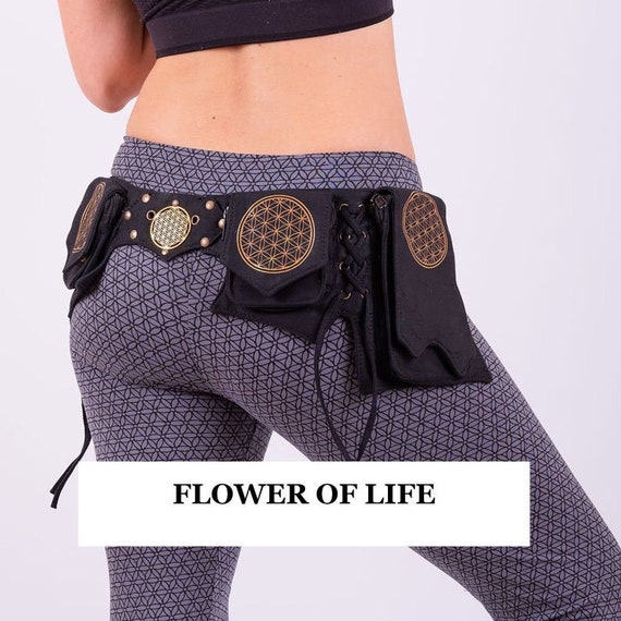 Multi Pocket Utility Belt Festival Hip Bag Fanny Pack Flower 