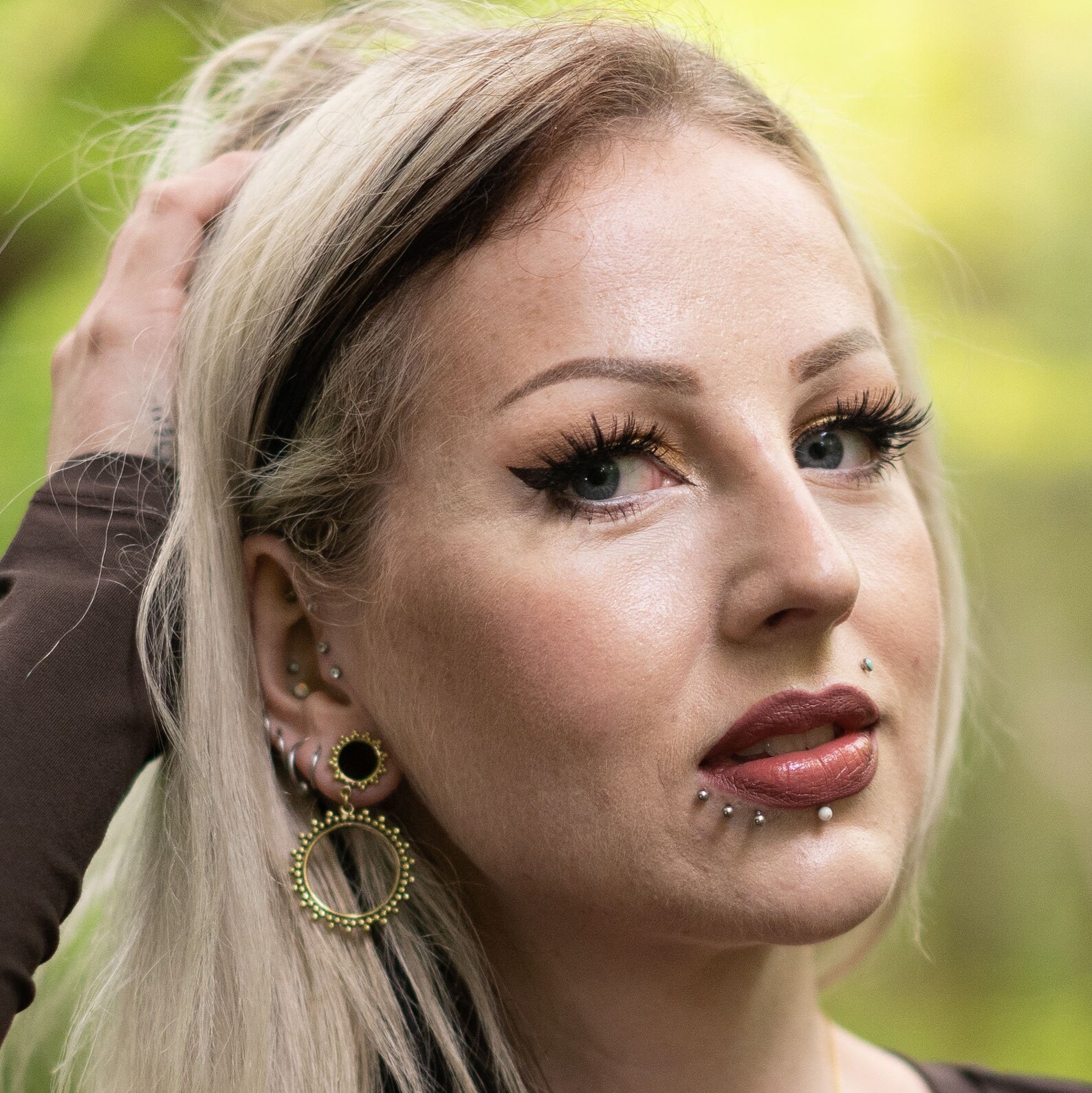 Tribal Ear Tunnel With Dangle Ring Gold Ear Stretcher Metal Etsy