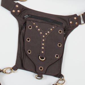 Festival Utility Belt with Leg Strap, Burning Man Holster Pocket Thigh Bag, Plus Size Large Harness Waist pouch, Fanny Pack, Steampunk Belt image 9