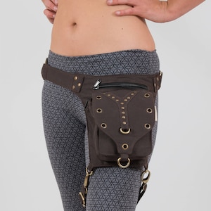 Festival Utility Belt with Leg Strap, Burning Man Holster Pocket Thigh Bag, Plus Size Large Harness Waist pouch, Fanny Pack, Steampunk Belt image 2
