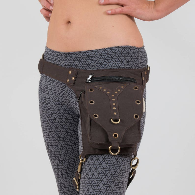 Festival Utility Belt with Leg Strap, Burning Man Holster Pocket Thigh Bag, Plus Size Large Harness Waist pouch, Fanny Pack, Steampunk Belt image 2