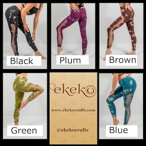 Braided Tie-Dye Yoga Leggings: Hippie Festival Slit Weave Outfit image 10