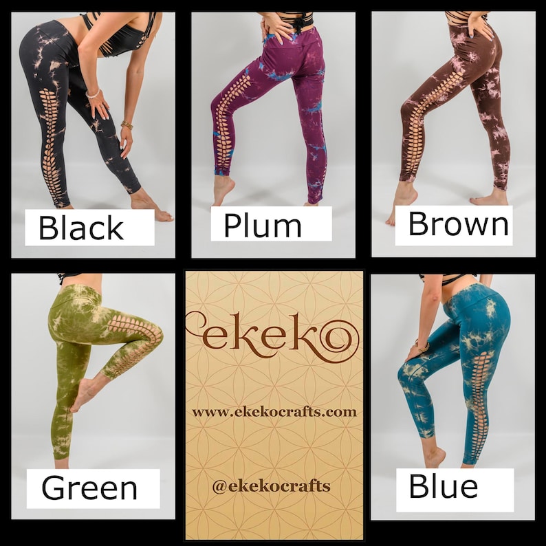 Braided Tie-Dye Yoga Leggings: Hippie Festival Slit Weave Outfit image 10