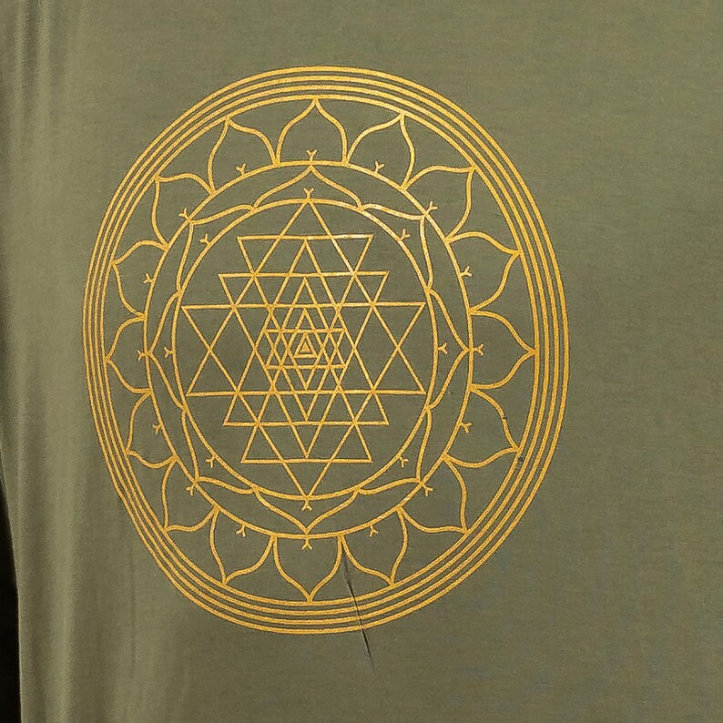 Men's Yoga Shirt: Sri Yantra Sacred Geometry Print, 100% Cotton image 6