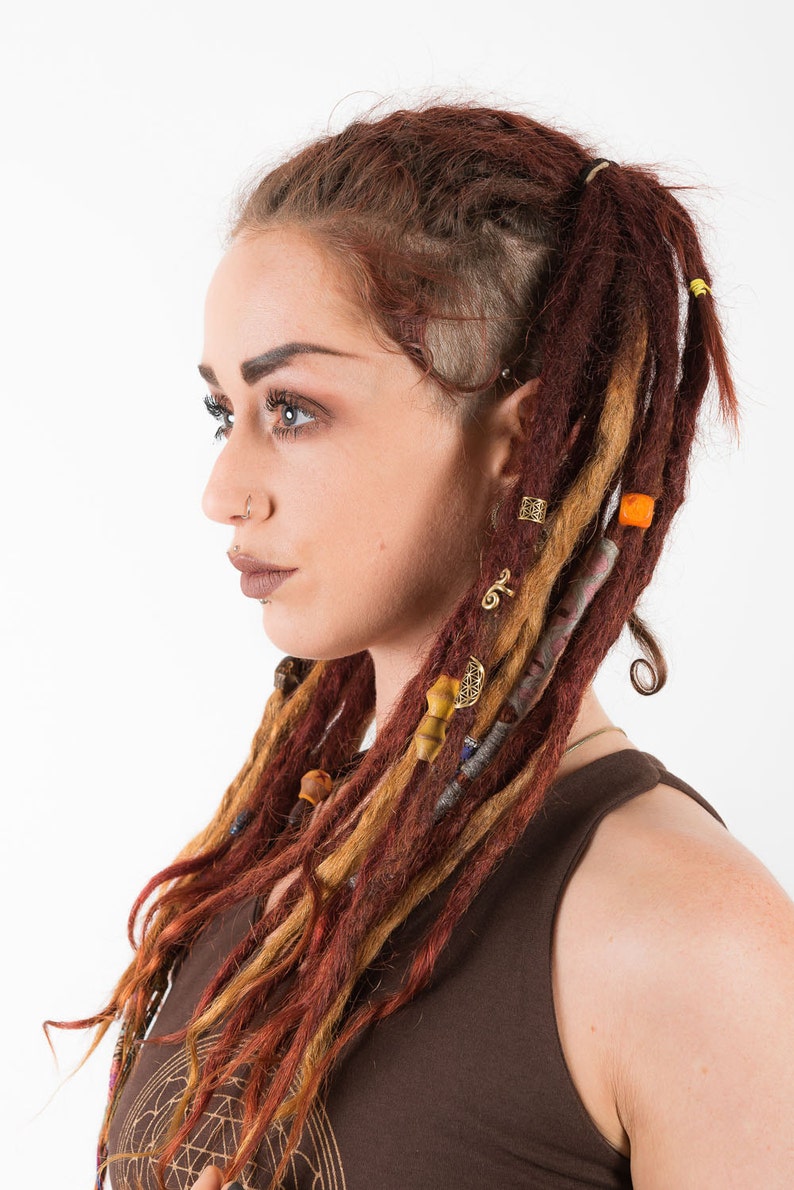 Flower of life ear cuff dread bead toe ring dreadlock accessories ring hair jewelry sacred geometry brass gold tribal boho festival DB8