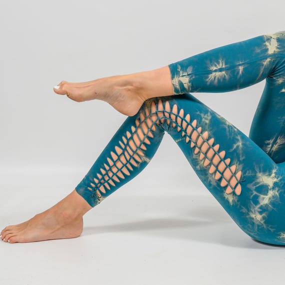 Braided Tie-Dye Yoga Leggings: Hippie Festival Slit Weave Outfit