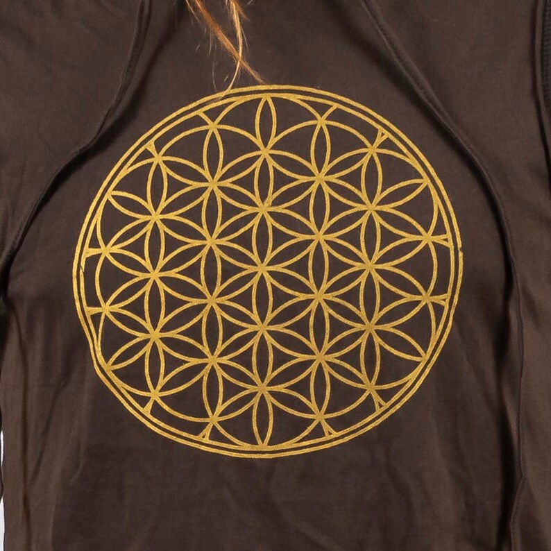 Flower of Life Sleeveless Hoodie, Urban Streetwear, Sacred Geometry Printed Clothing, Mens Festival Wear, Burner Style, Yoga Shirt, image 6