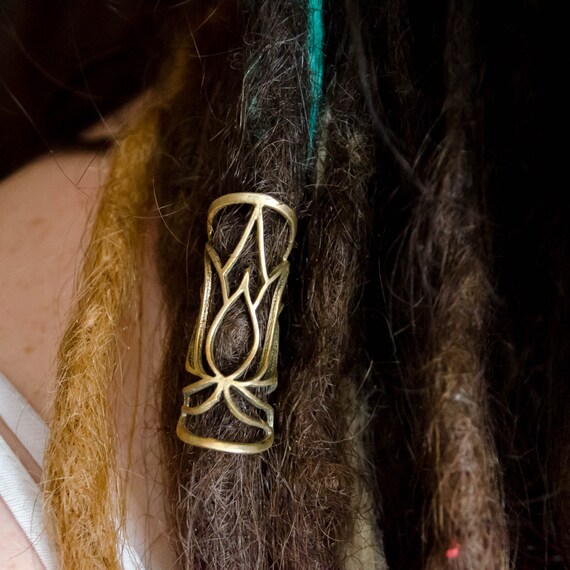 Lotus Redoute Perle Fleur De Bijoux Cheveux Effroi Mèches Rasta Indian Or Or Géométrie Sacrée Db5