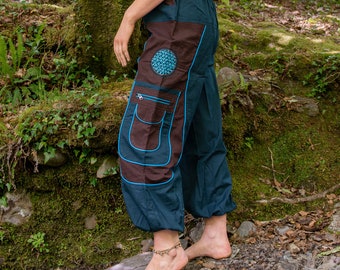 Hippie Harem Pants: Flower of Life Festival Loungewear, Heavy Duty Cotton, Fire Performer Costume