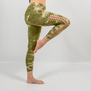 Braided Tie-Dye Yoga Leggings: Hippie Festival Slit Weave Outfit Green