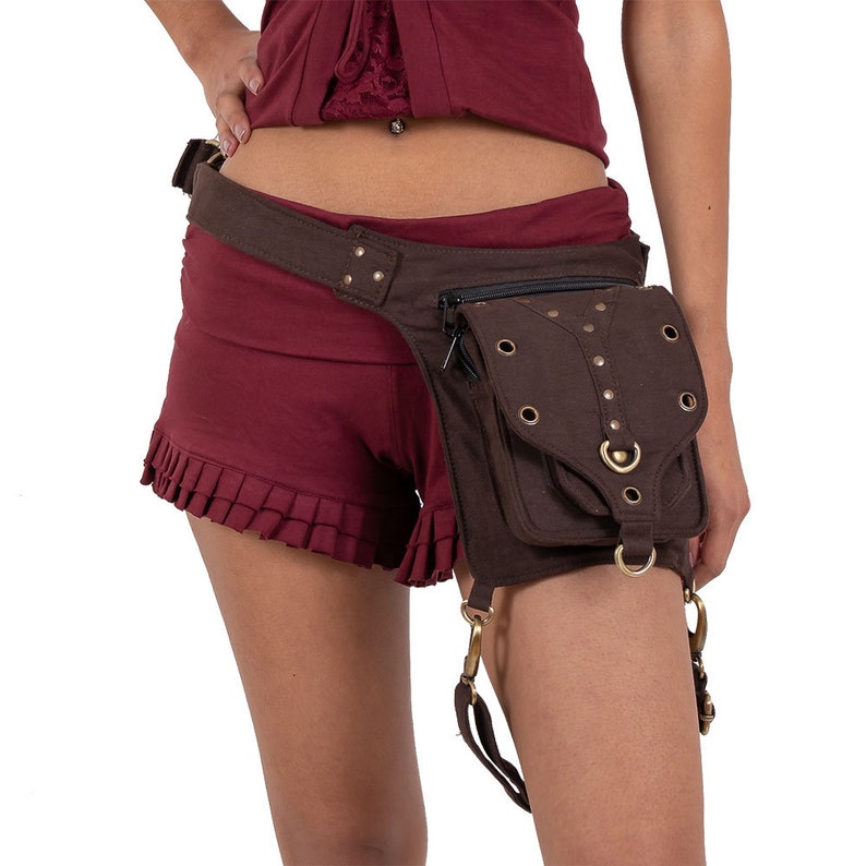 Festival Utility Belt with Leg Strap, Burning Man Holster Pocket Thigh Bag, Plus Size Large Harness Waist pouch, Fanny Pack, Steampunk Belt image 3
