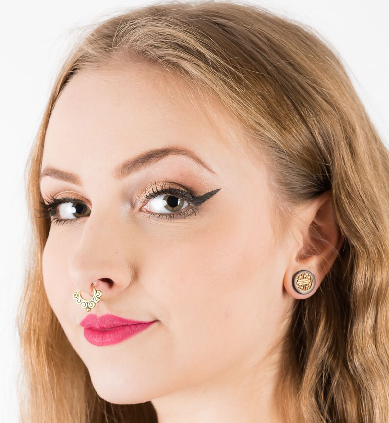 Geometric Maze Ear Plug Tunnel Gauge Earrings Stretchers Wood Etsy Australia