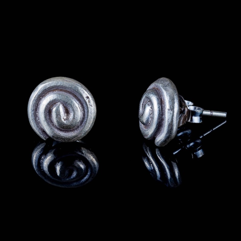 pure sterling silver Tribal Silver Ear studs tribal silver jewelry hill tribe SE56 ethnic spiral earrings afghan style boho earrings