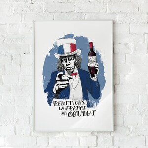 Poster Poster Wine Gift France for Man or Woman humorous quote on the theme Wine