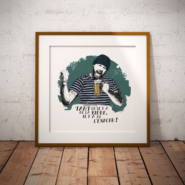 Poster Affiche Breton Cadeau Espoir pour Homme ou Femme citation humoristique sur le thème Bière
