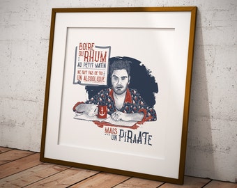 Poster Affiche Illustration Rhum Pirate Cadeau Apéro pour Homme ou Femme citation humoristique sur le thème Rhum