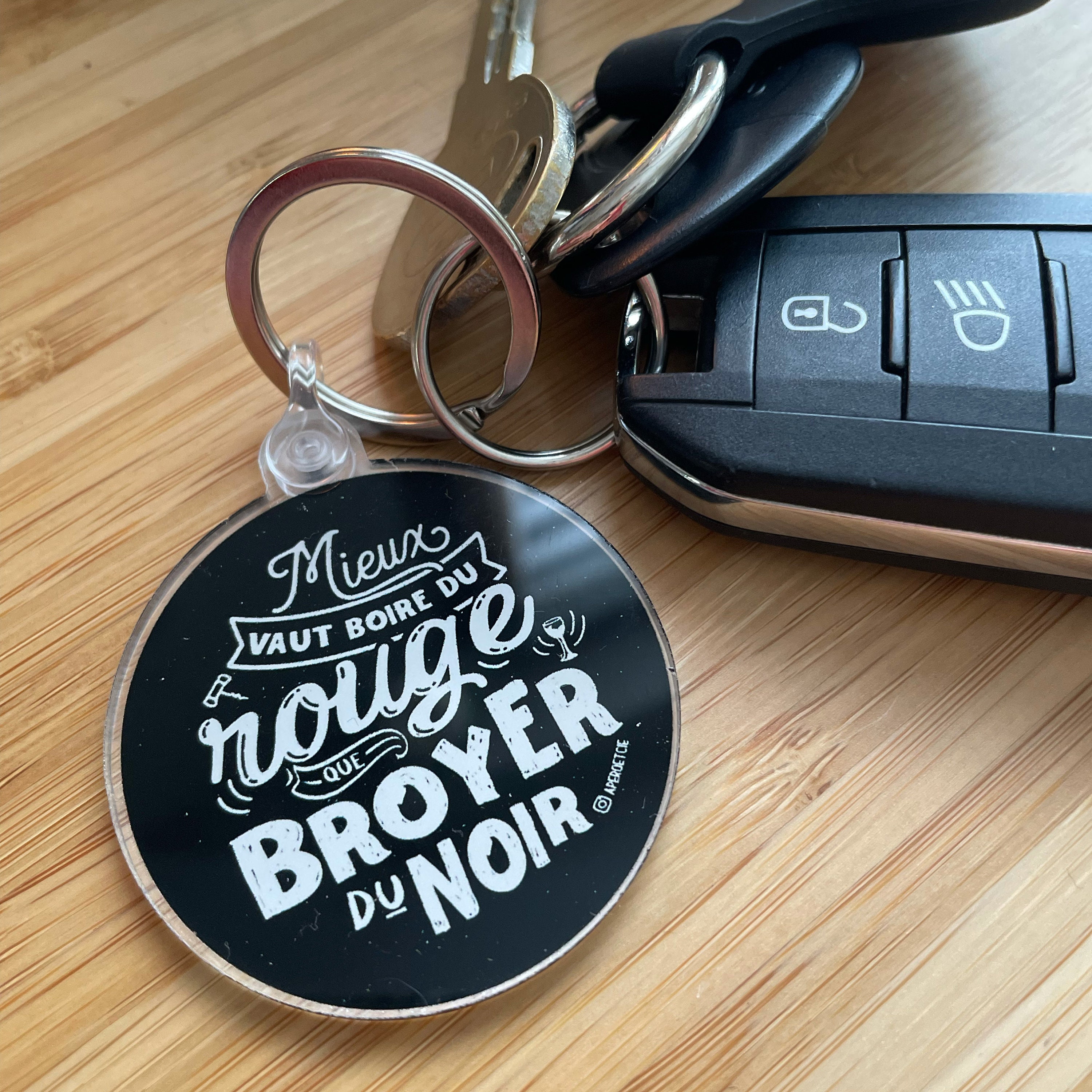 Porte clefs personnalisé bois chat cadeau humour porte clés