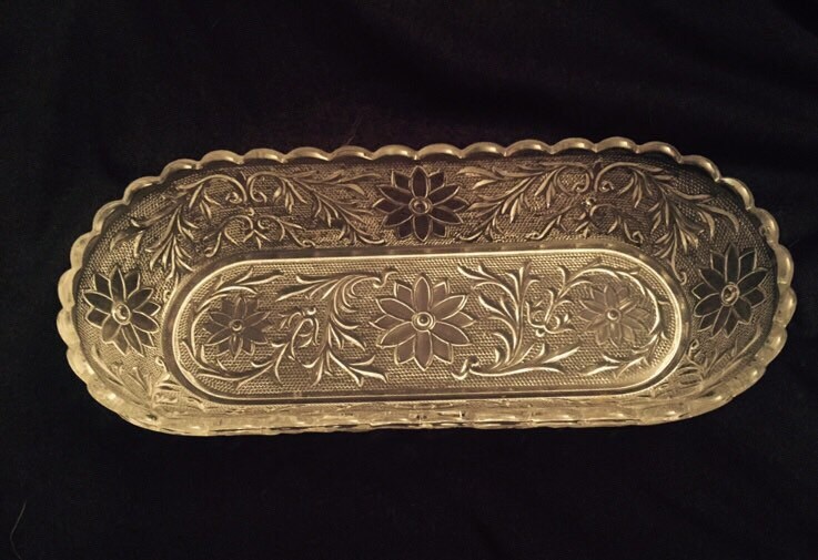 Vintage Cut Glass Pickle Dish Etsy