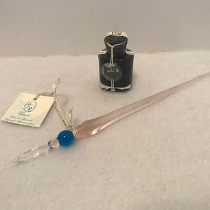 Murano Glass Dipping Pen With Ribbon and Gold Leaf (Base included)