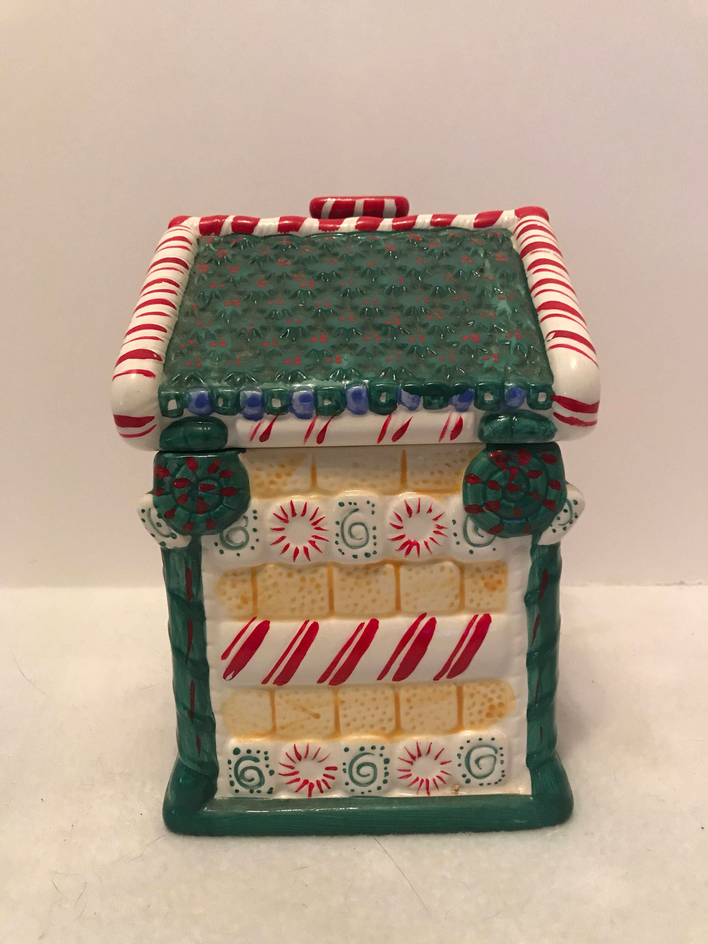 Christmas Peppermint Candy House Cookie Jar Etsy