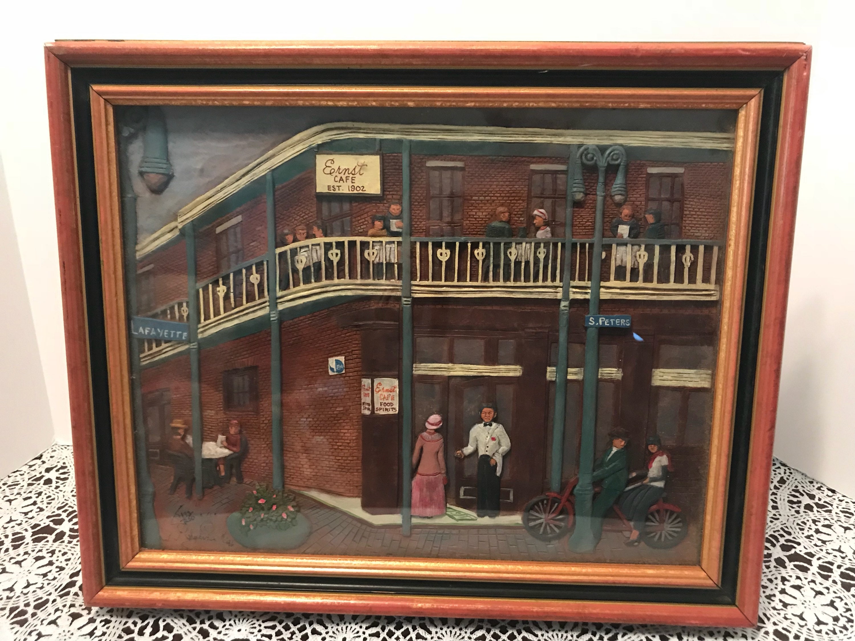 New Orleans Hand Painted Woodgraph Street Scene Painting