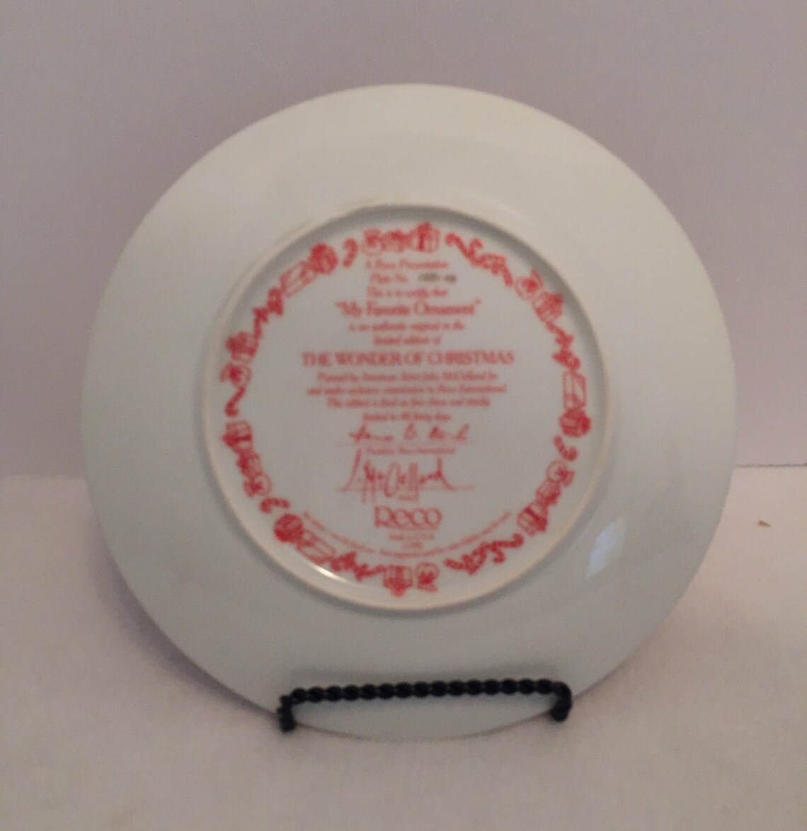 1992 Reco Collector Plate my Favorite Christmas Ornament Etsy