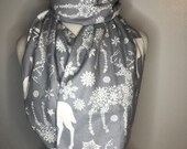 Reindeer Scarf. Flannel Scarf. Fashion Scarves. Infinity Scarf. Snowflake Scarf. Scarves. Snowflake Scarf. Loop Scarf. Grey Scarfs.