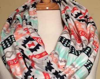 Infinity Scarf Aztec Scarf Scarfs Scarves Soft Tribal Flannel Gift