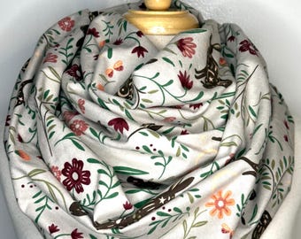 Bunny Infinity Scarf Easter Holidays Flannel Gift for Her Tube Scarfs Scarves Floral Flowers Spring