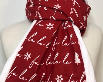 Reindeer Scarf Flannel Scarves Infinity Fleece Snowflake Scarf Loop Scarf Red Scarfs Christmas Tree Gift for Her Holiday Teacher Gift White