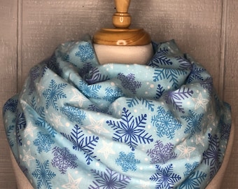 Blue and Purple Snowflake Infinity Scarf