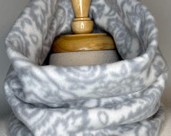 Paisley Grey Gray Fleece Neck Warmer – Soft Winter Gaiter, Cozy Cold Weather Scarf, Ski & Snowboard Gear, Unisex Gift for Him or Her, Buff