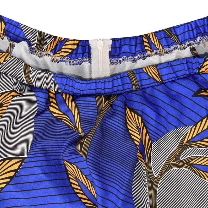 Women African Print Off Shoulder Ruffles Long Jumpsuit African Jumpsuit Dark Blue
