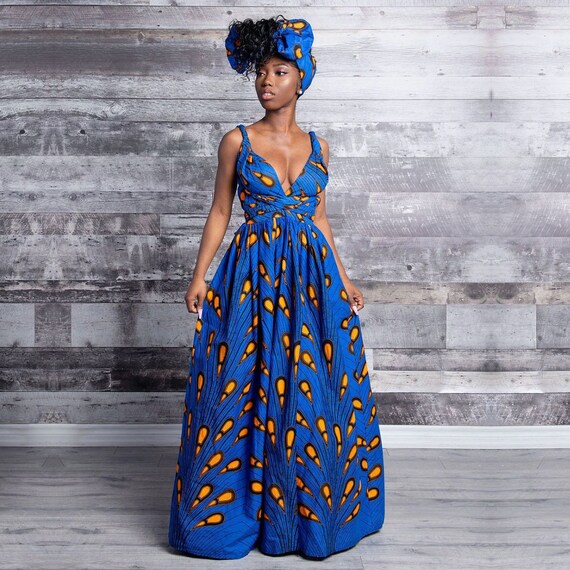 blue african dress